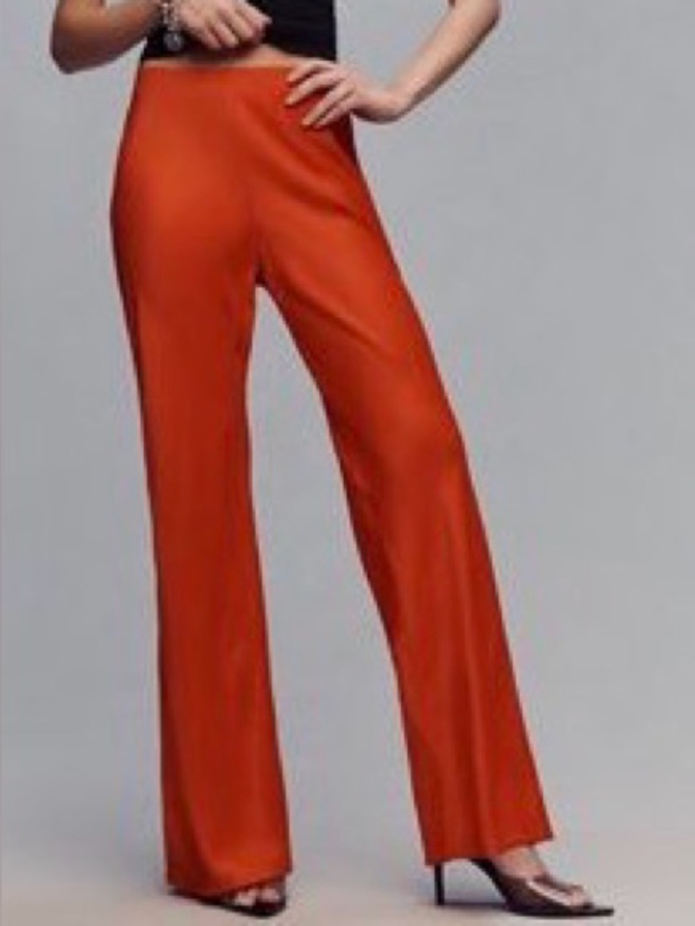 Anthropologie - Women's Wide-Leg High-Rise Pants - Tomato Salad Red
